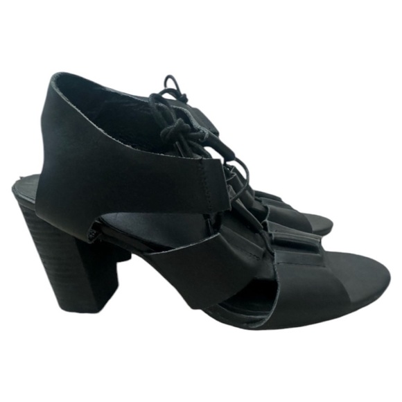 SACHA ESSENTIALS Women’s Black Leather Slingback Strappy 4” Heel Sandals-Sz 8.5 - Picture 1 of 9